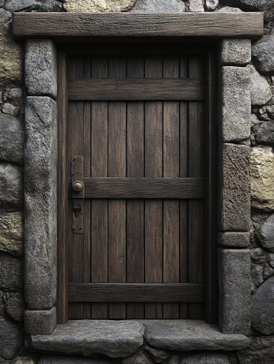 An old rustic door opens in a stable