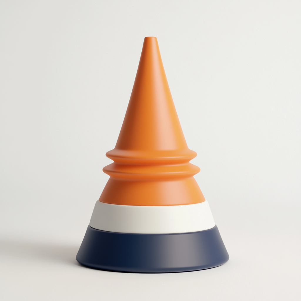 An orange safety cone in clay-like style