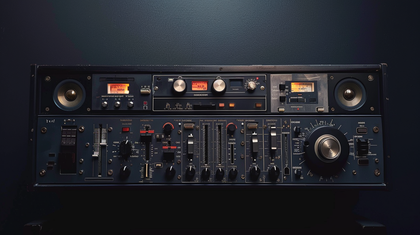 Analog Drum Machine Like Classic Compressor on Black Background