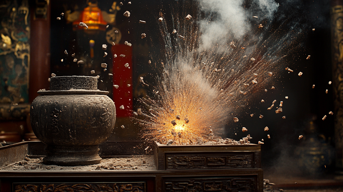 Ancient China, gunpowder firecrackers, advanced composition, beauty.