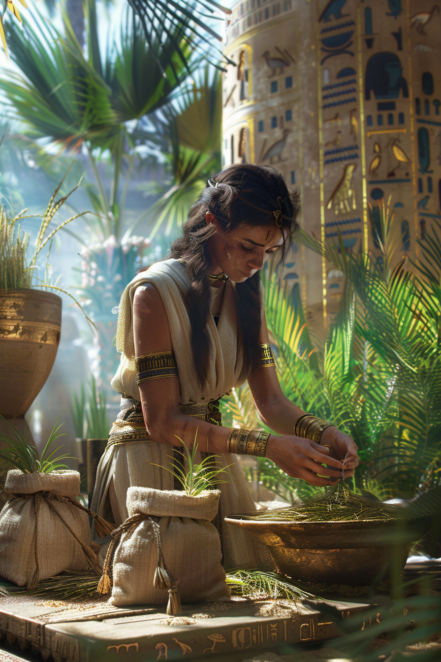 Ancient Egyptian woman predicts gender with ritual and barley.