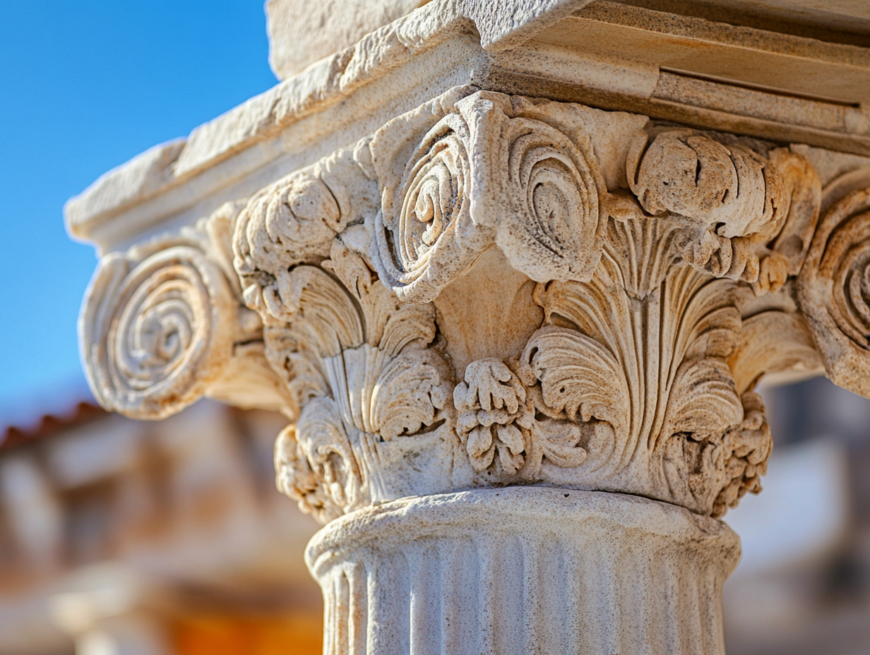 Ancient Greek City with Buildings and Columns