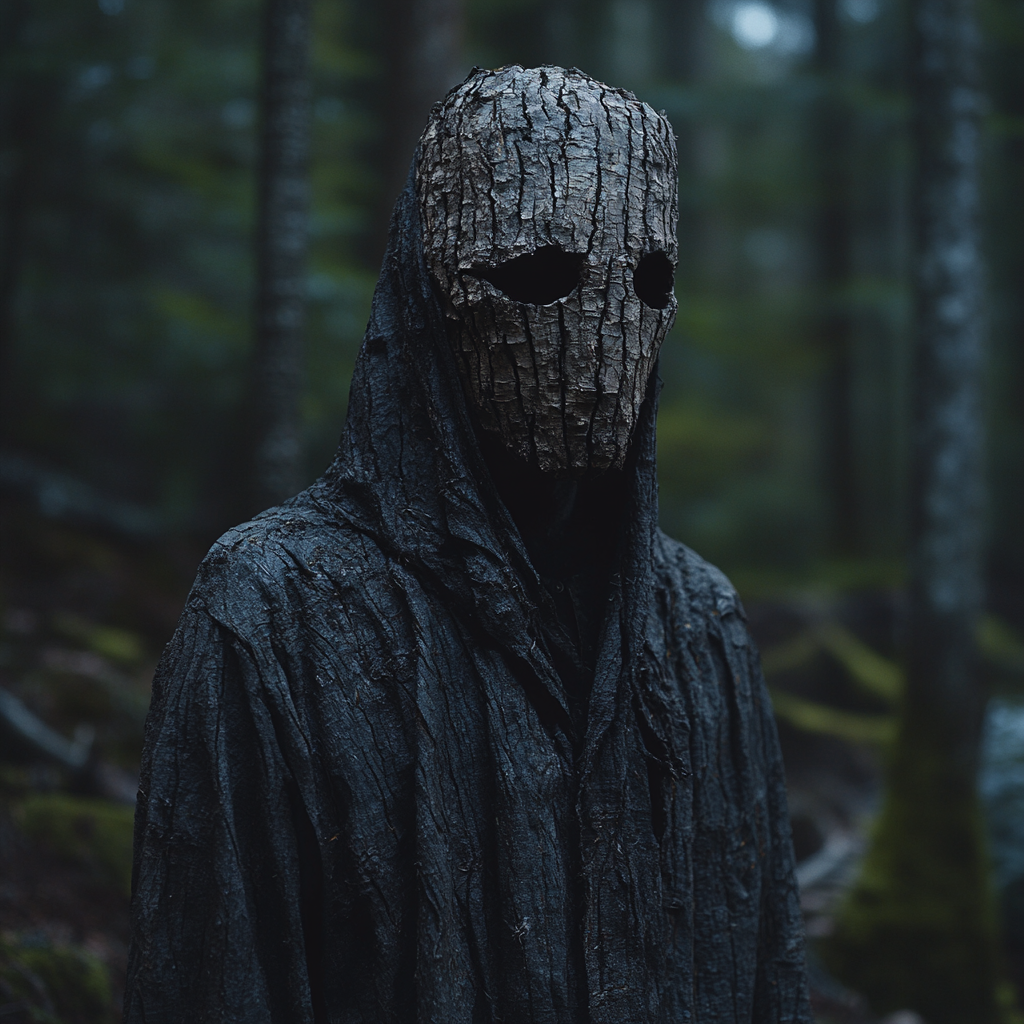 Ancient Hollow Man in a Creepy, Dark Forest