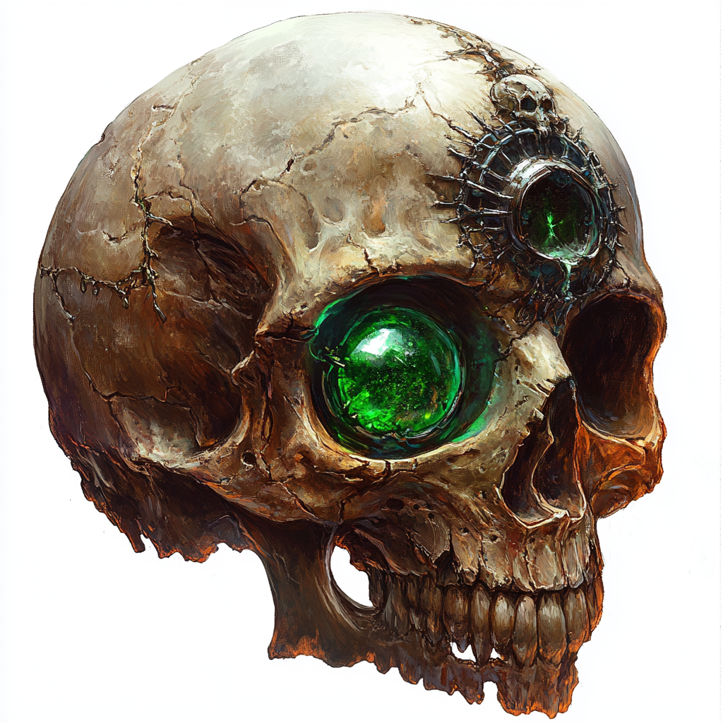 Ancient Necromancer's Whisperskull Relic White Background Painting