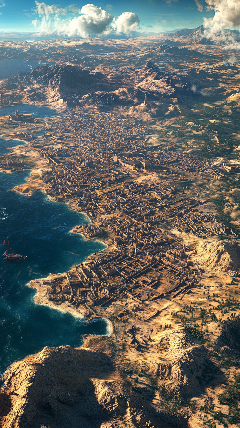 Ancient Roman Empire Aerial View Hyper-Realistic 9:16 