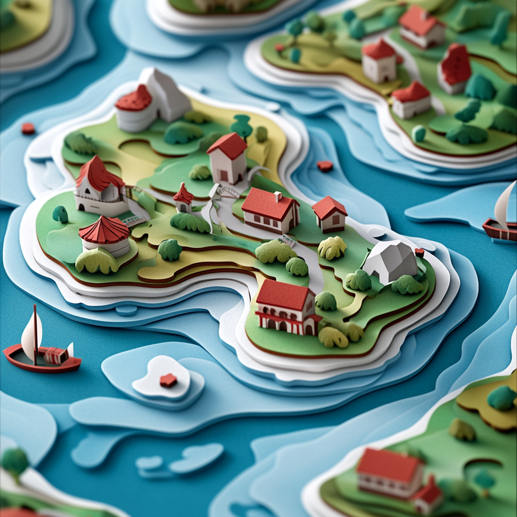 Ancient Stilt Houses by Water: 3D Puzzle Map