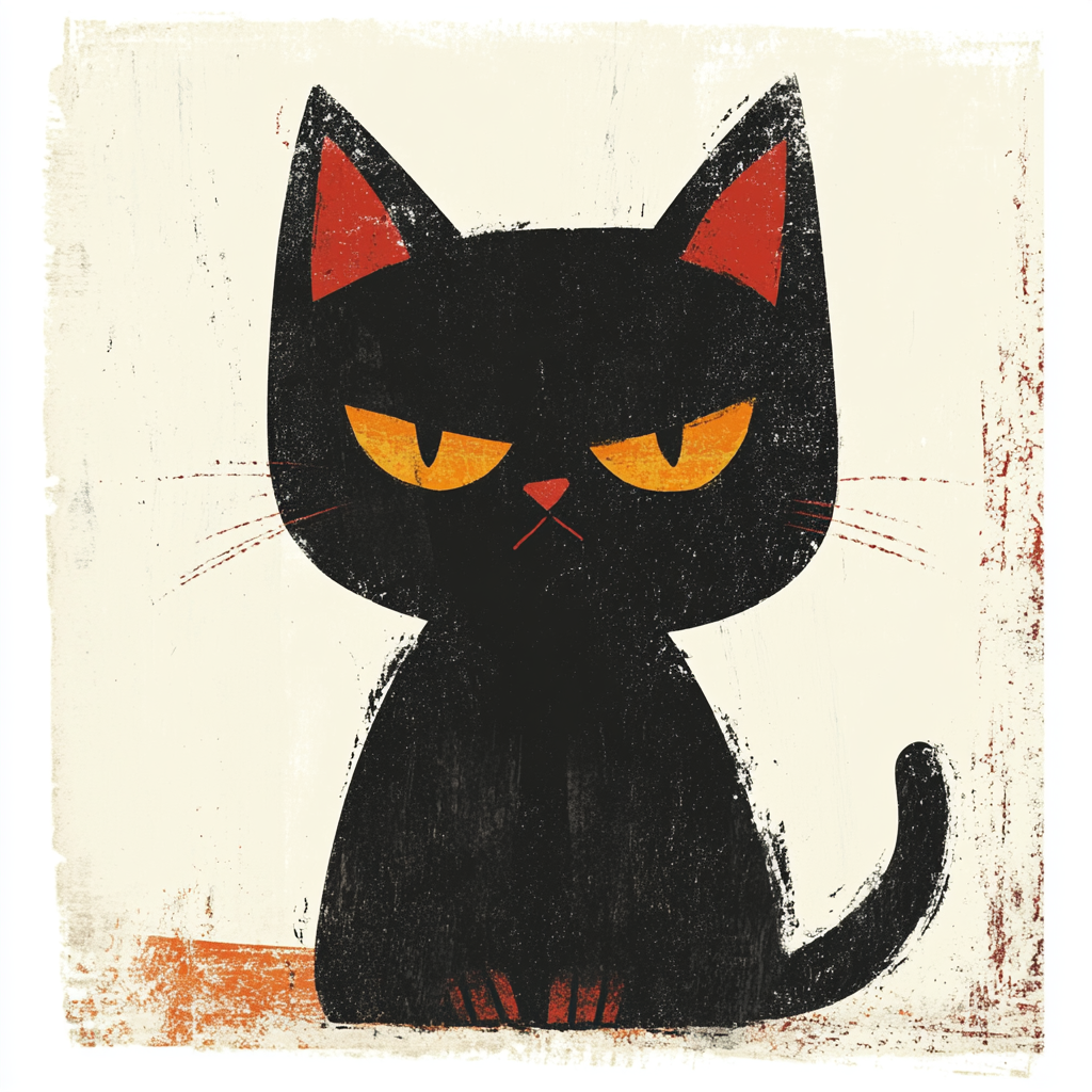 Angry Kitty Clipart in Nursery Art Style 