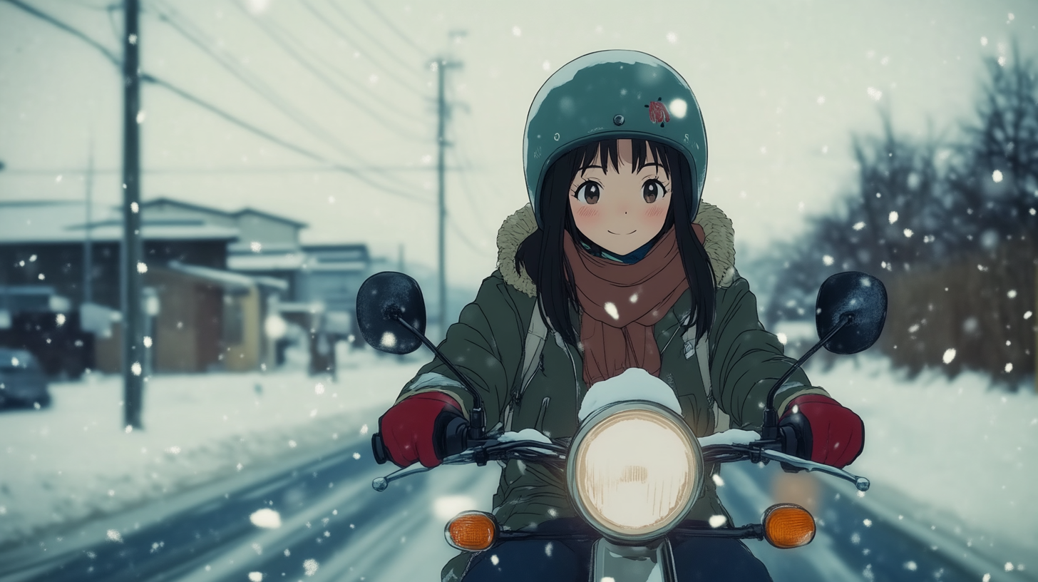 Anime High School Girl Riding Super Cub 110 HD