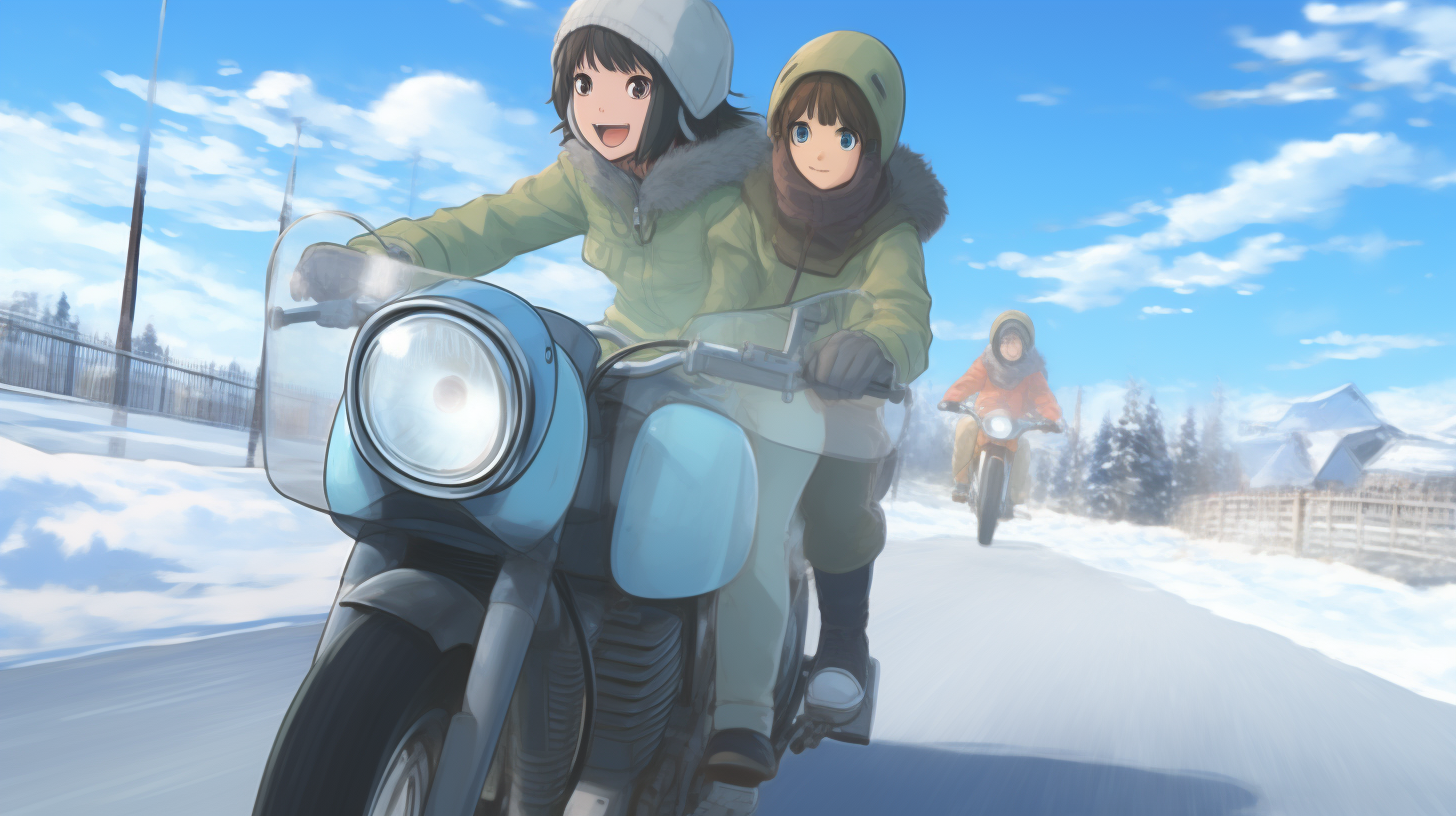 Anime High School Girl Riding Super Cub 110 