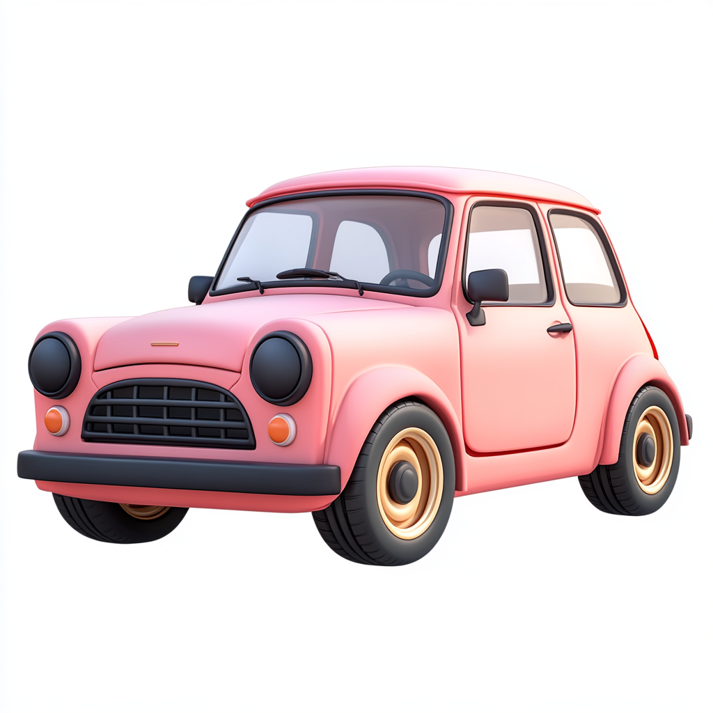 Anime-style cartoon car with cute Pixar animation elements