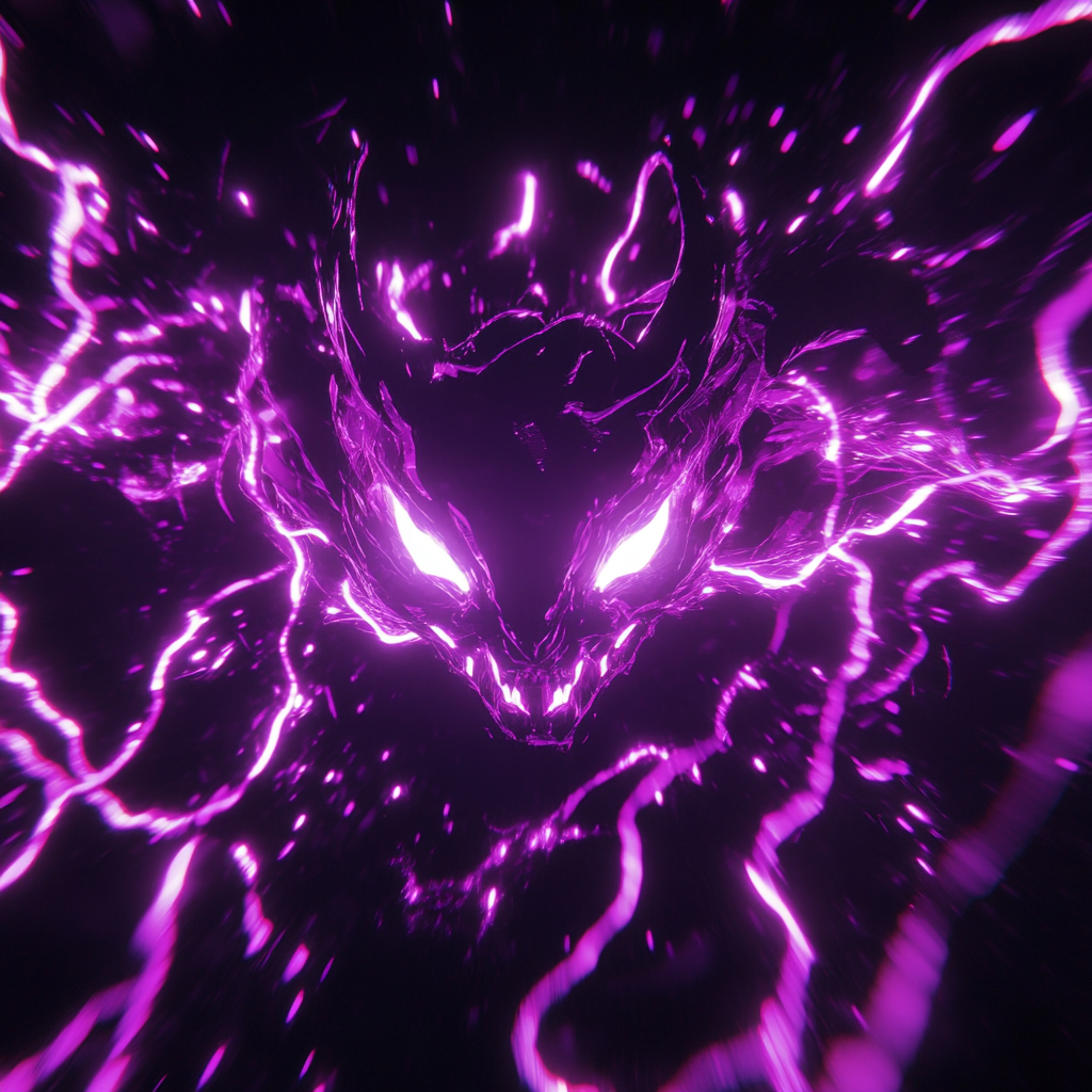 Anime style energy swirls with lightning bolts 3D render