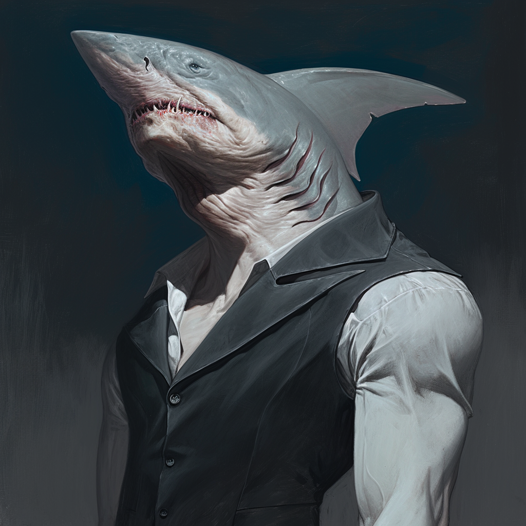 Anthropomorphic Shark Portrait in Cinematic HD Anime Style