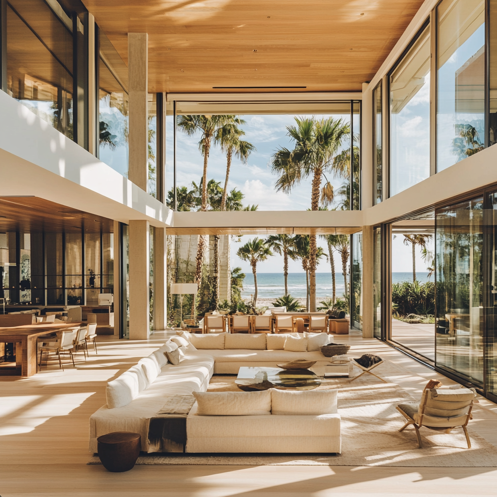 Architectural photography of modern beachfront house with ocean views.