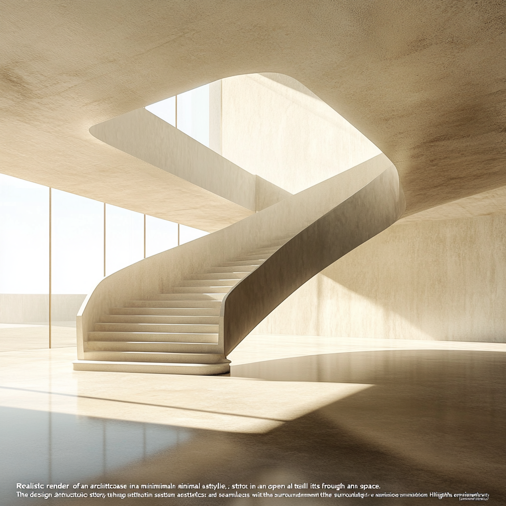 Architectural staircase in minimal style, emphasizing modern aesthetics.