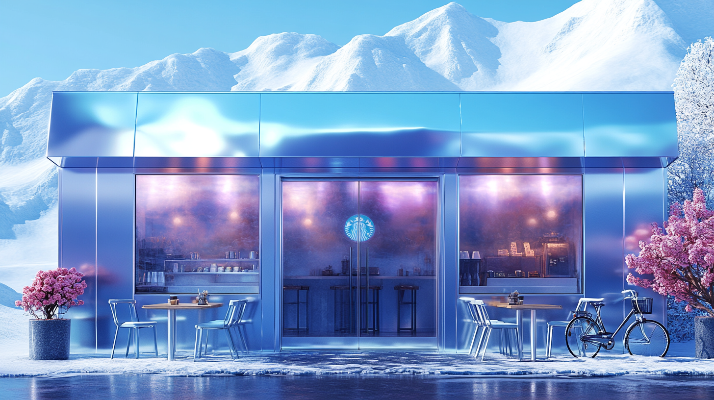 Arctic Starbucks Coffee Shop in snowy landscape