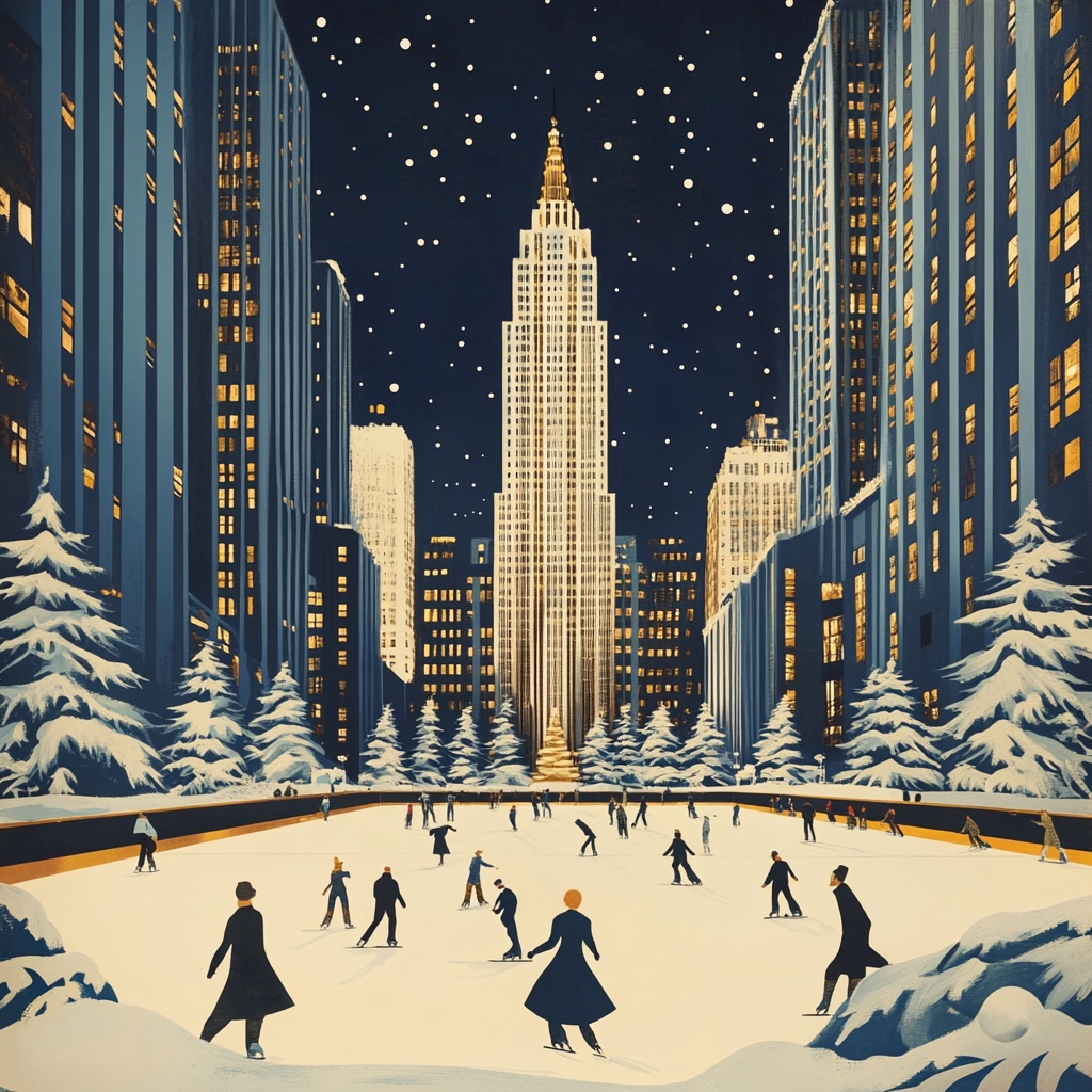 Art Deco Poster of Rockefeller Ice Rink