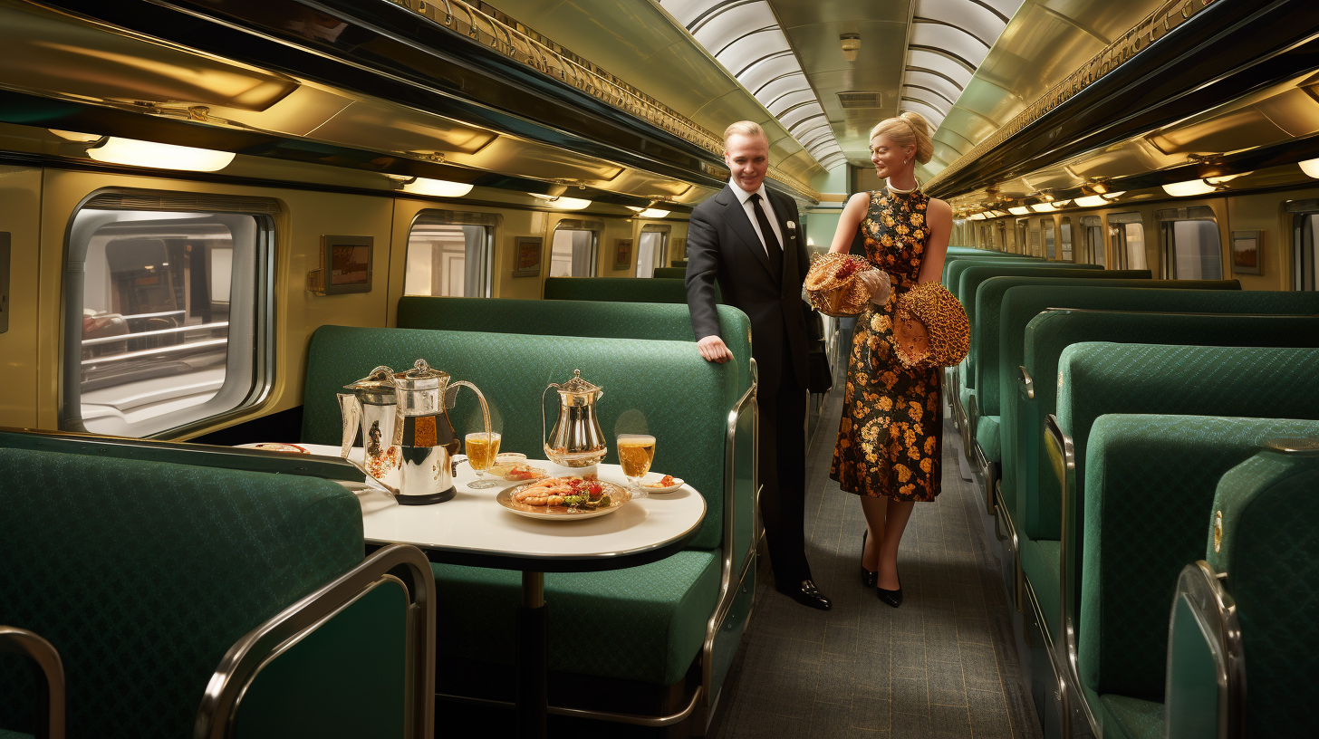 Art Deco Train Carriage with Champagne Service.