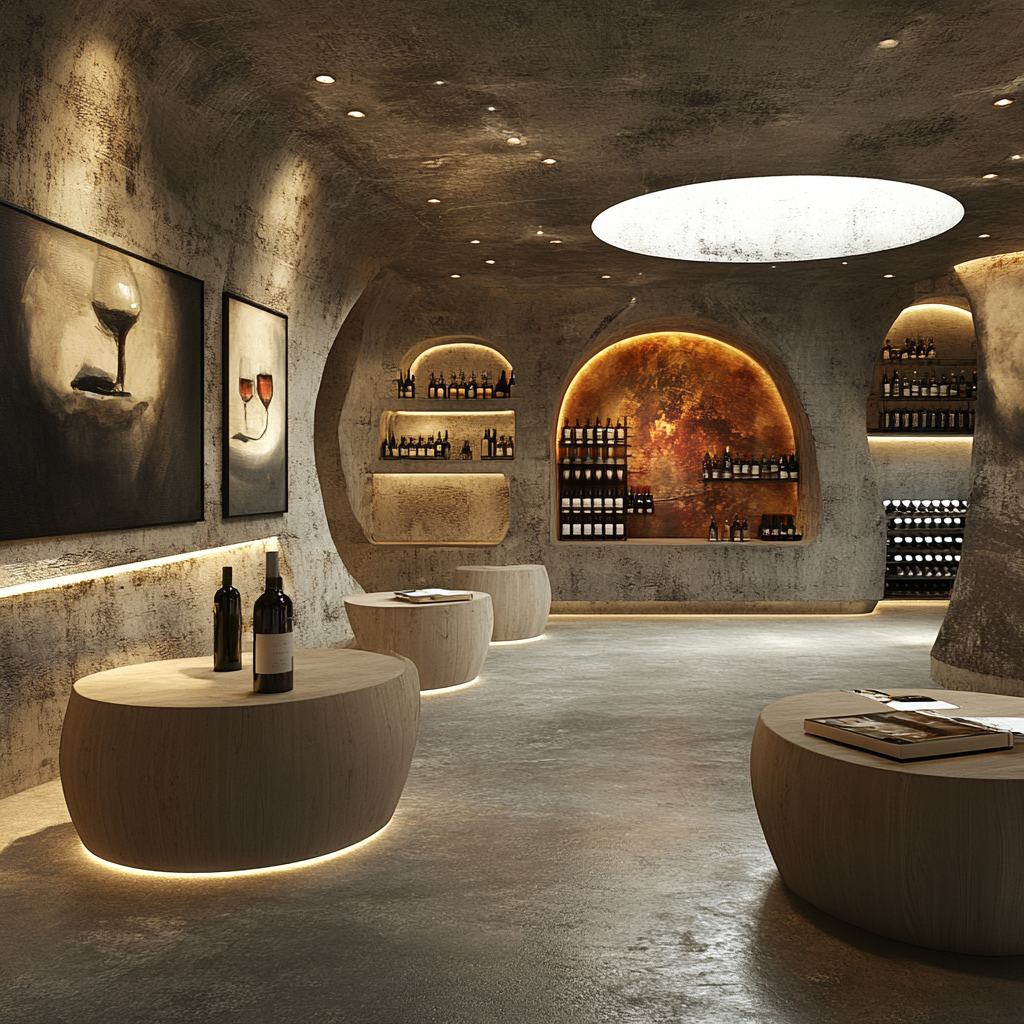 Art gallery and wine bar concept, Gallery of Wine.