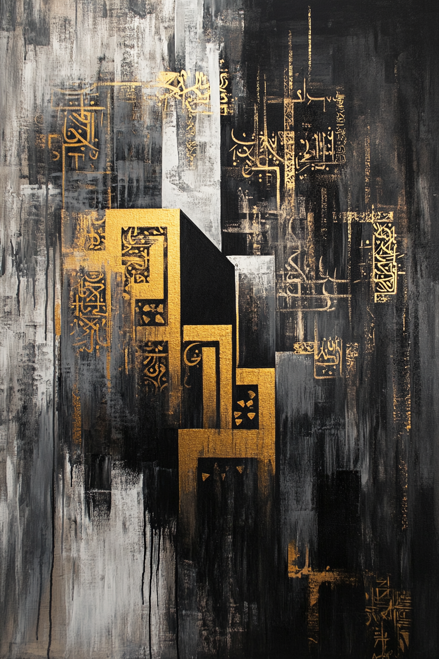 Artwork inspired by Alkaaba Cube in Makkah, Arabic theme.