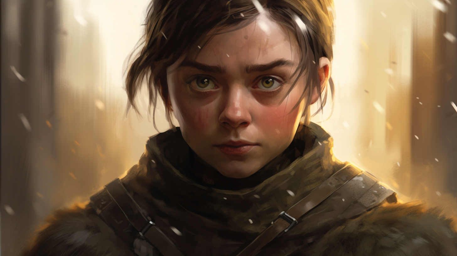 Arya Stark: Determined Survivor in Bleak Winter Forest