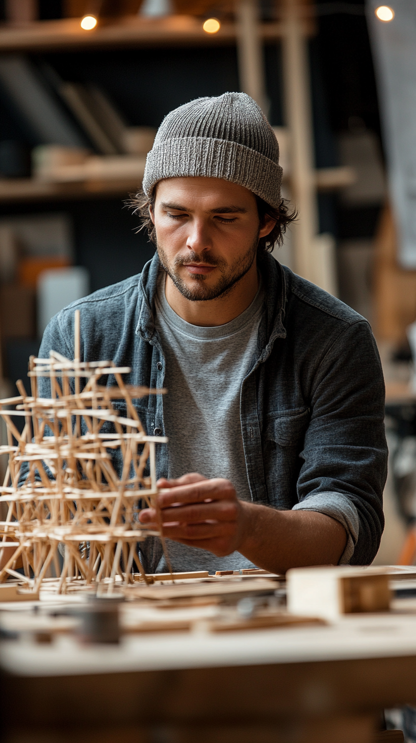 Ashton Kutcher creating sculpture, symbolizing creativity and power.