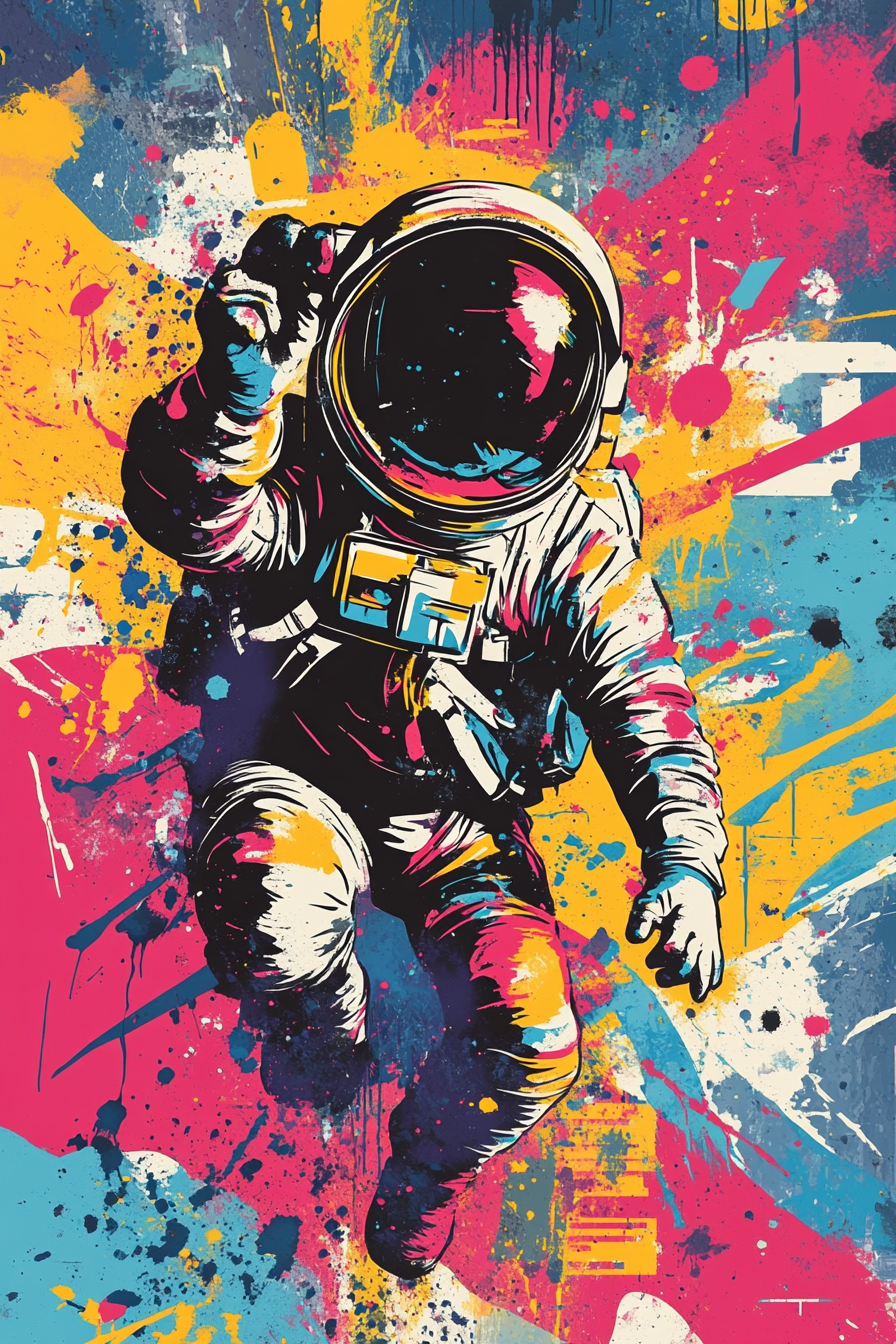 Astronaut in space in street art style