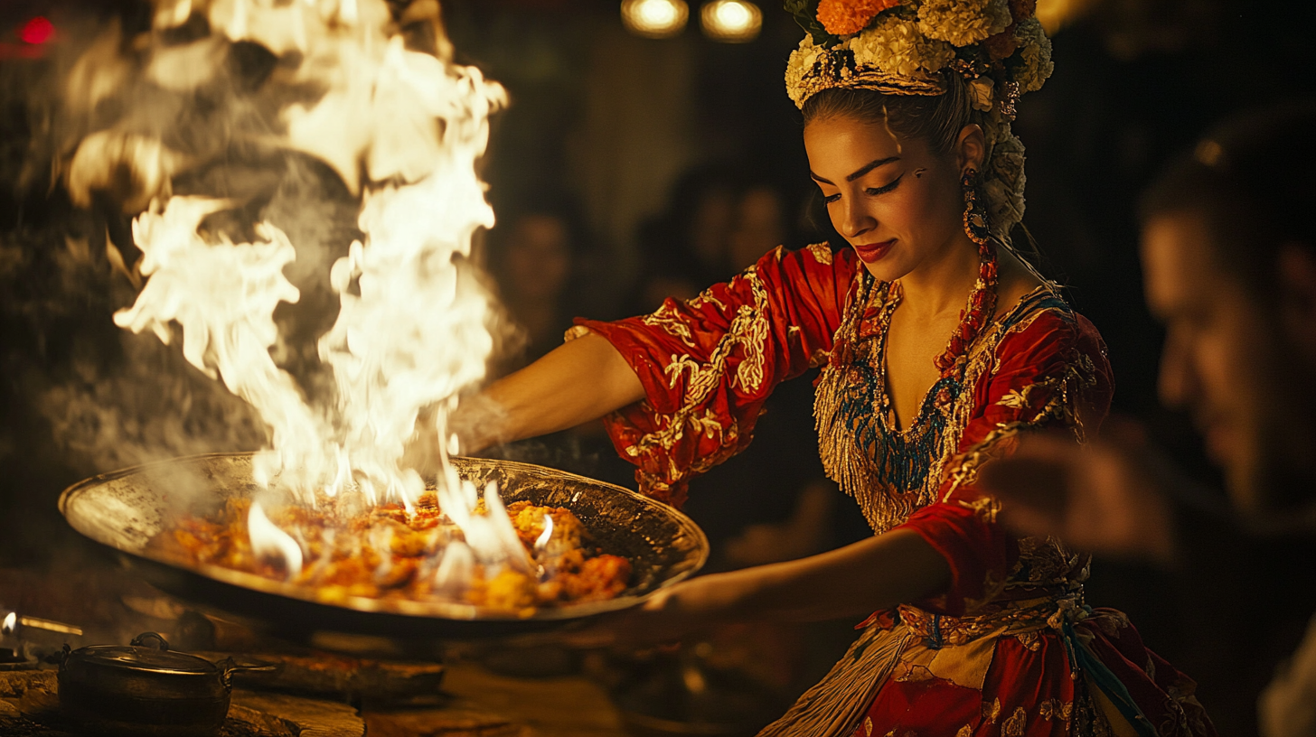 At a barbeque, watch belly dancer and Tannoura.