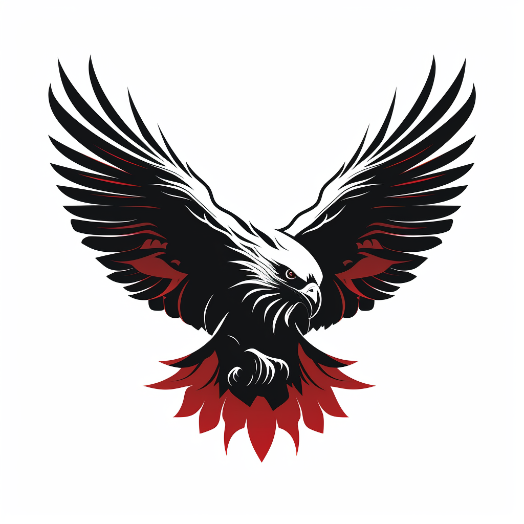 Attention-grabbing logo: Red-tailed hawks in chic stencil style.