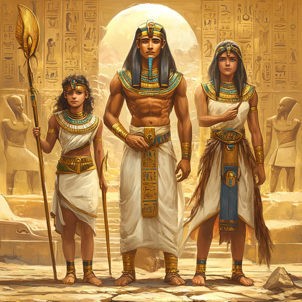 Atum, creator of world, children Shu and Tefnut.