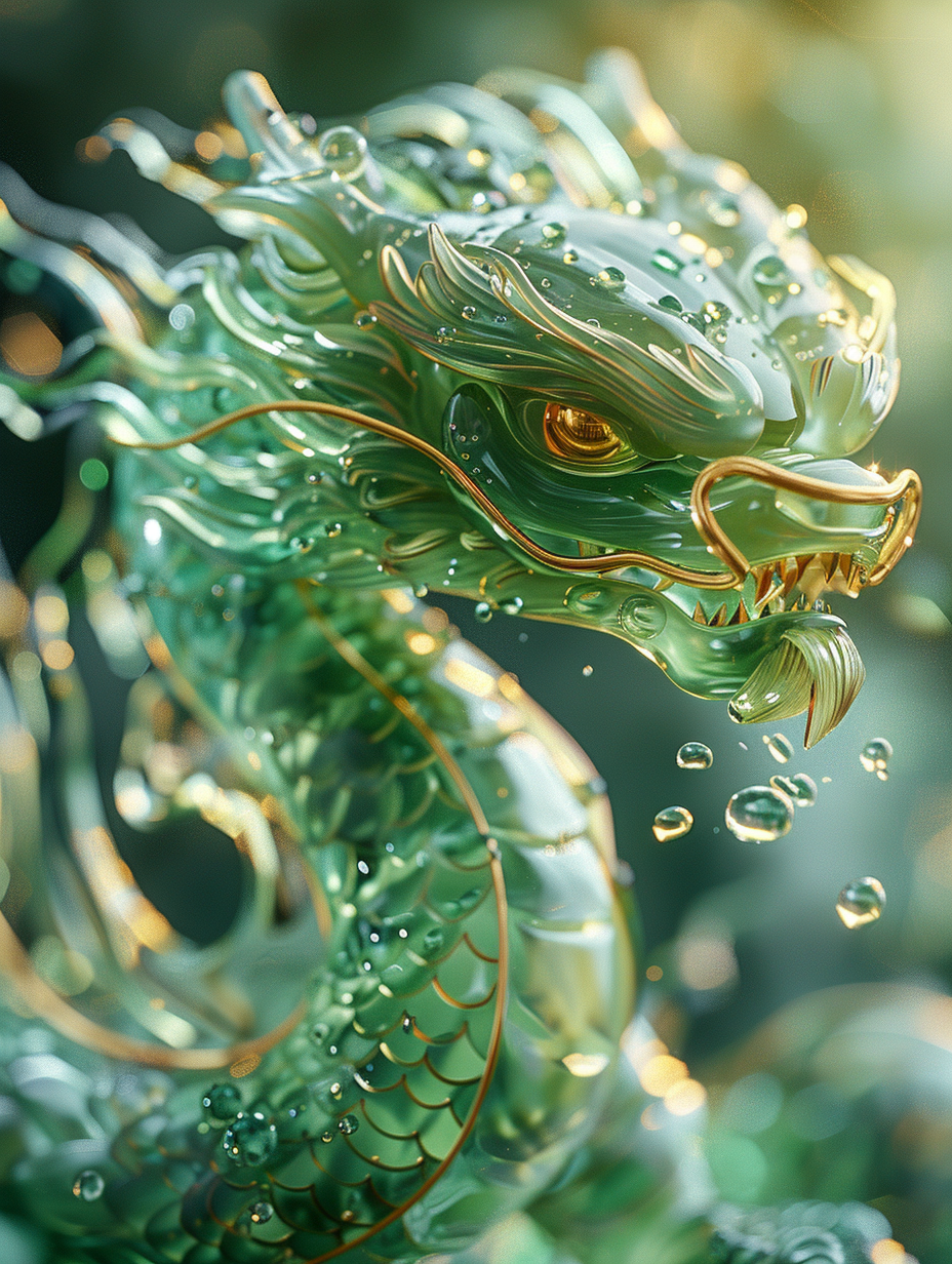 Auspicious Dragon Design: Green Gemstone Perfume Bottle