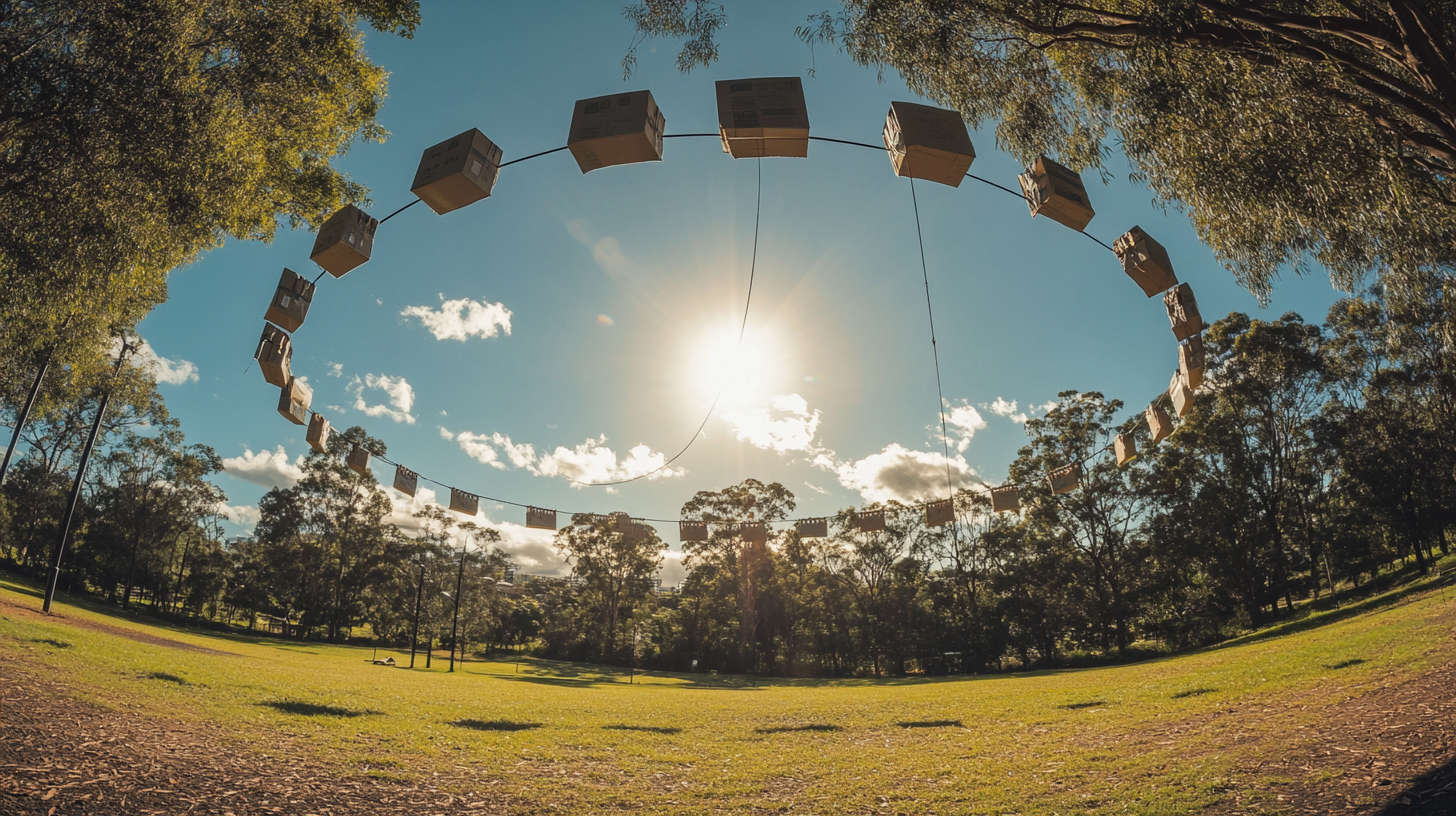 Australian urban park with circular hills hoist washing line