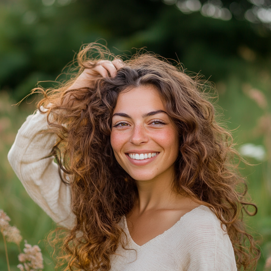 Authentic Romanian Woman Smiling in Nature