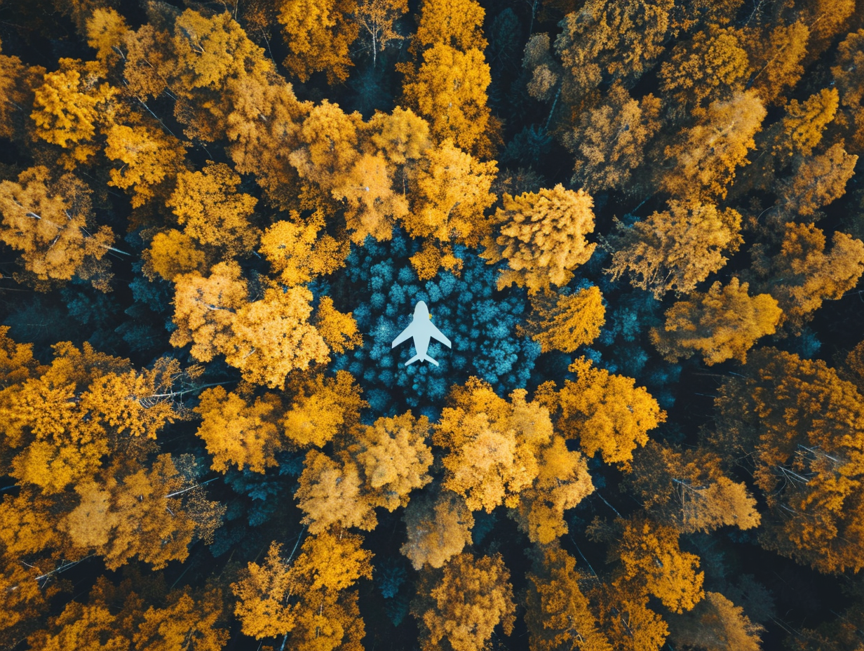 Autumn Forest with Telegram App Icon Plane