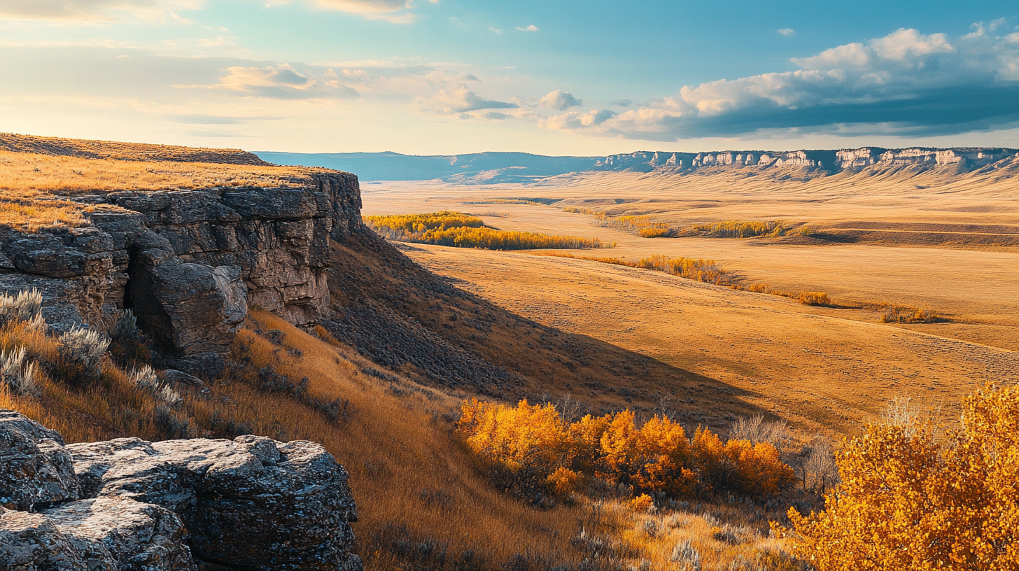 Autumn view of First Peoples Buffalo Jump State Park.