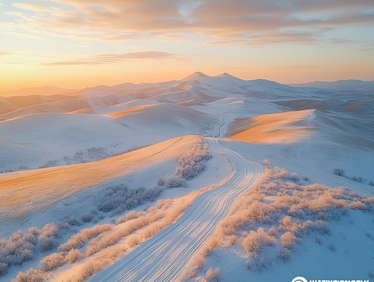 Award-winning photo of snowy hills and sand dunes