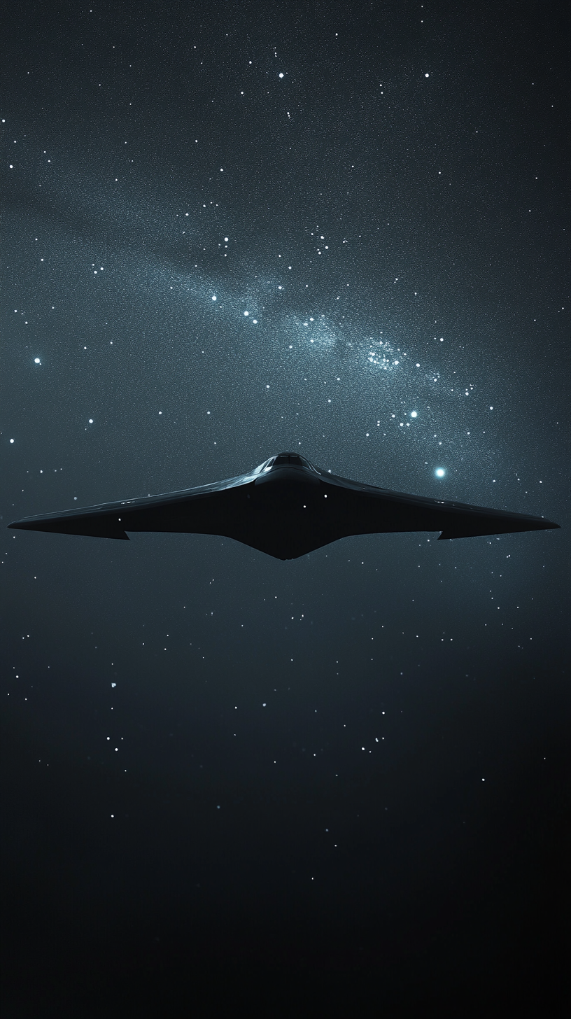 B-21 Raider flying in night mission with stealth features.