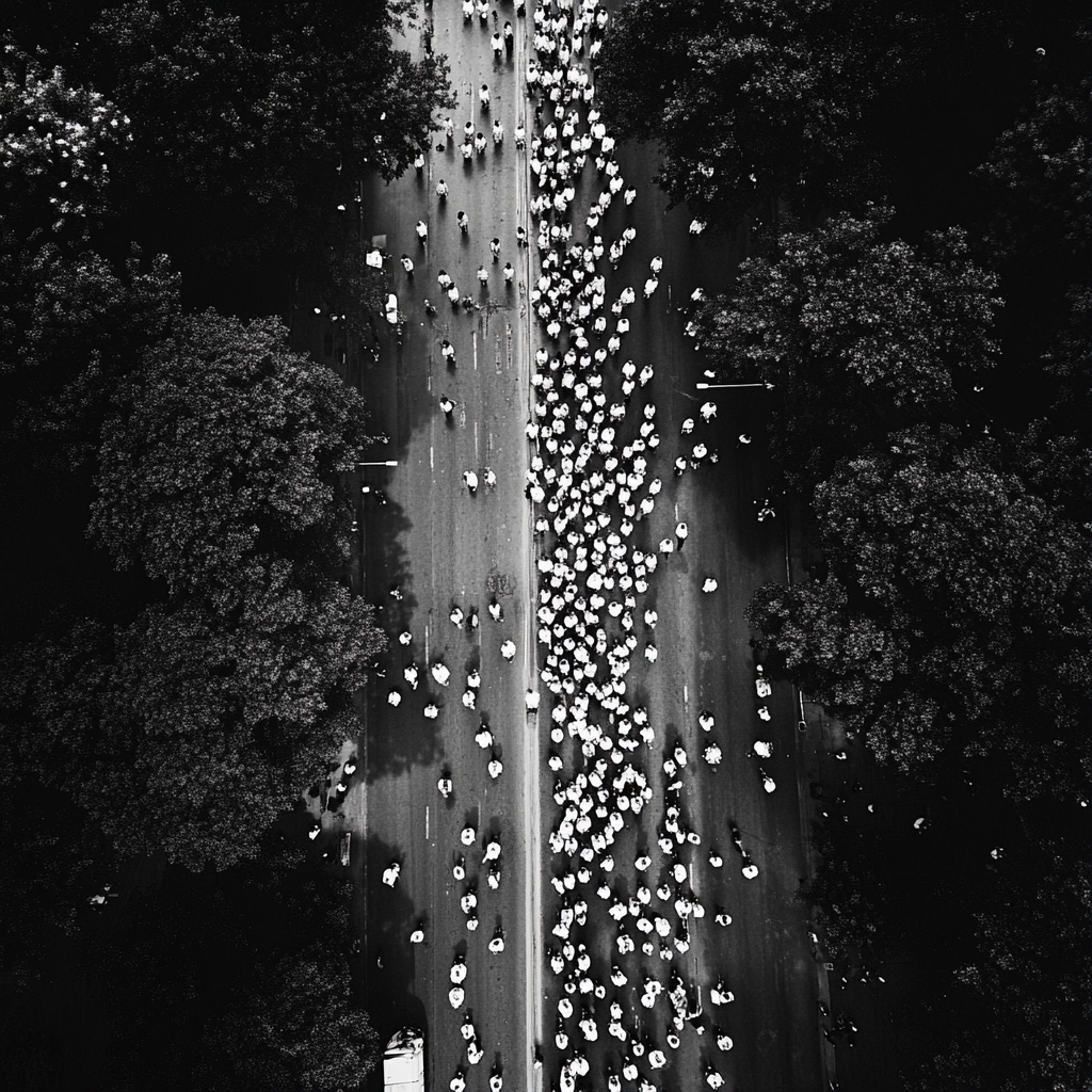 Babies march in protest on Avenue in 2023.