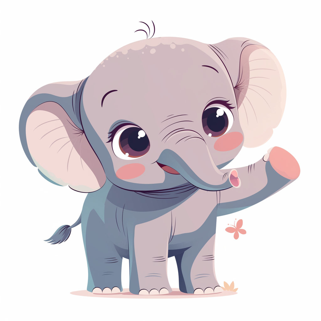 Baby Elephant Waving Paw in Indian Attire Vector Illustration