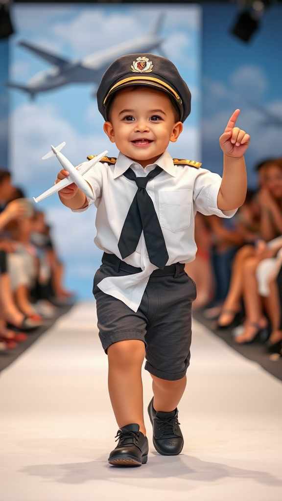 Baby Pilot Takes Flight at Fashion Show