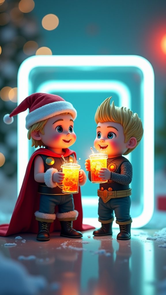Baby Thor and Aquaman Celebrating Christmas Together