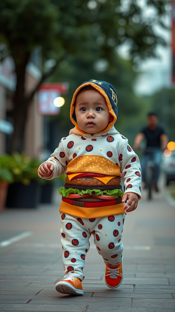 Baby fashion show inspired by hamburgers on TikTok.