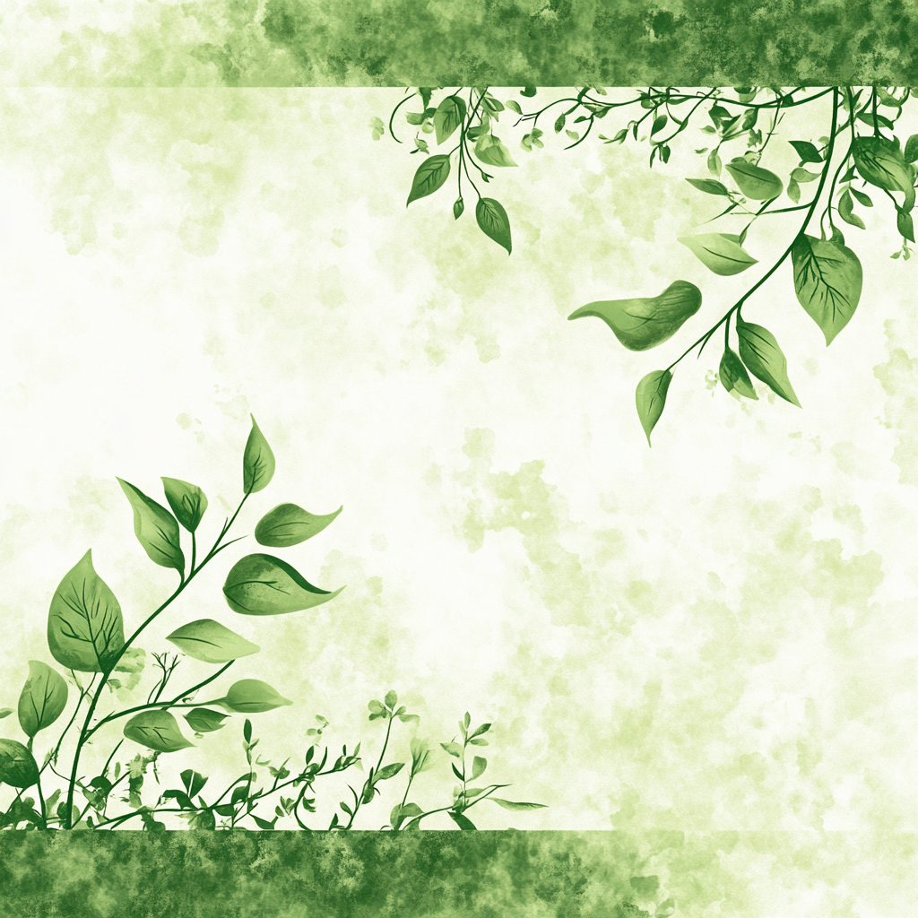 Background header design with two greens, white area, no shadows, flowers.