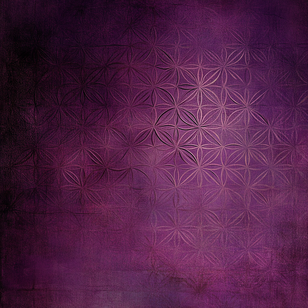 Background wall paper medium dark violet shades, flower of life design, subtle lighter flower, highly detailed butterflies.