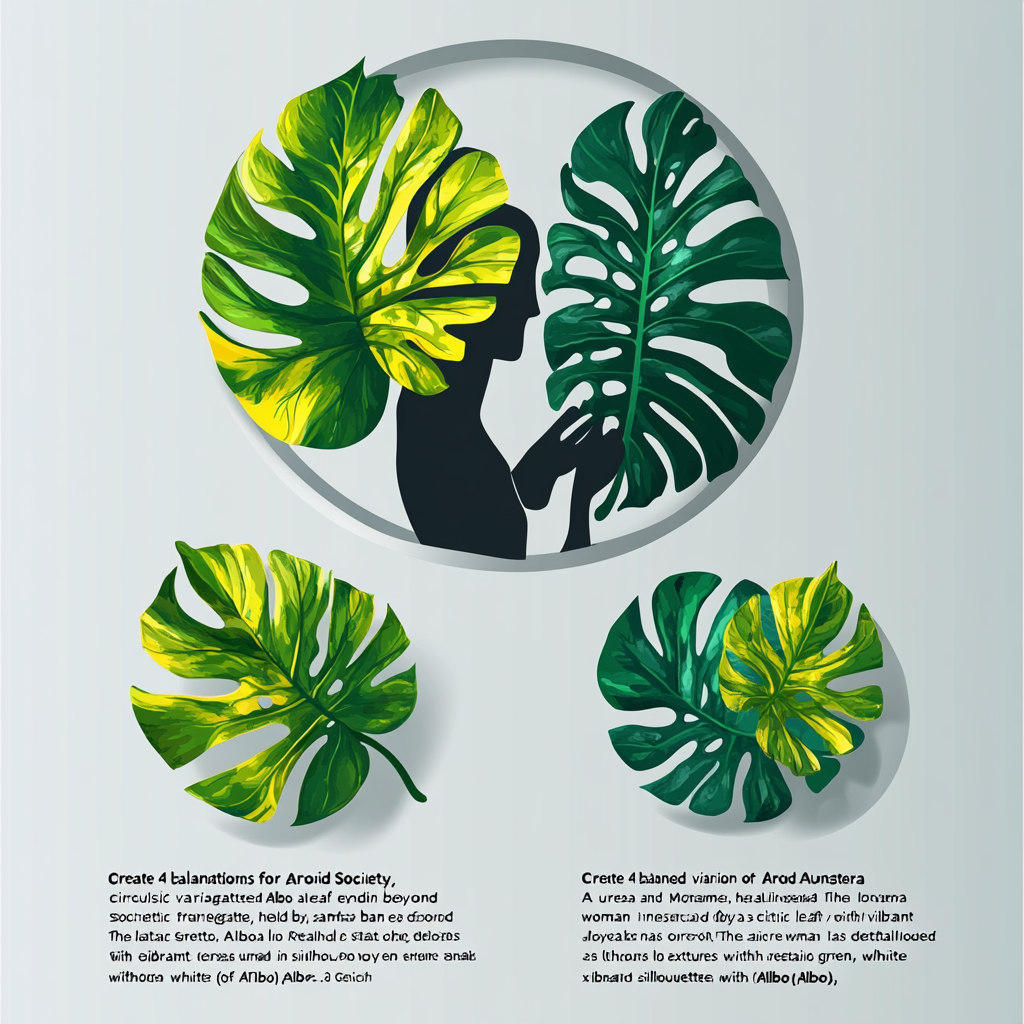 Balanced variations of Monstera Albo and Aurea logo.