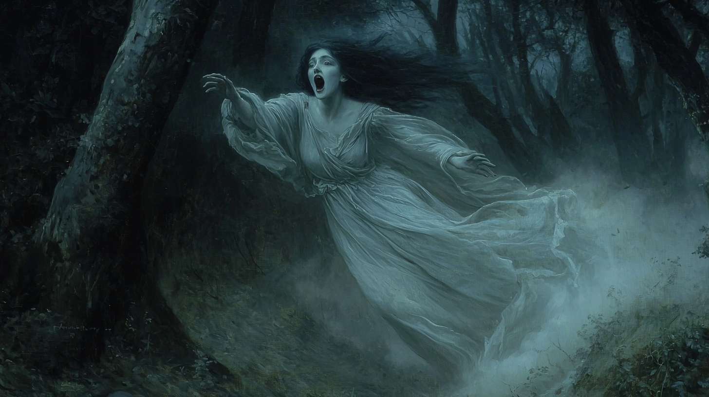 Banshee Screaming in Dense Forest Painting