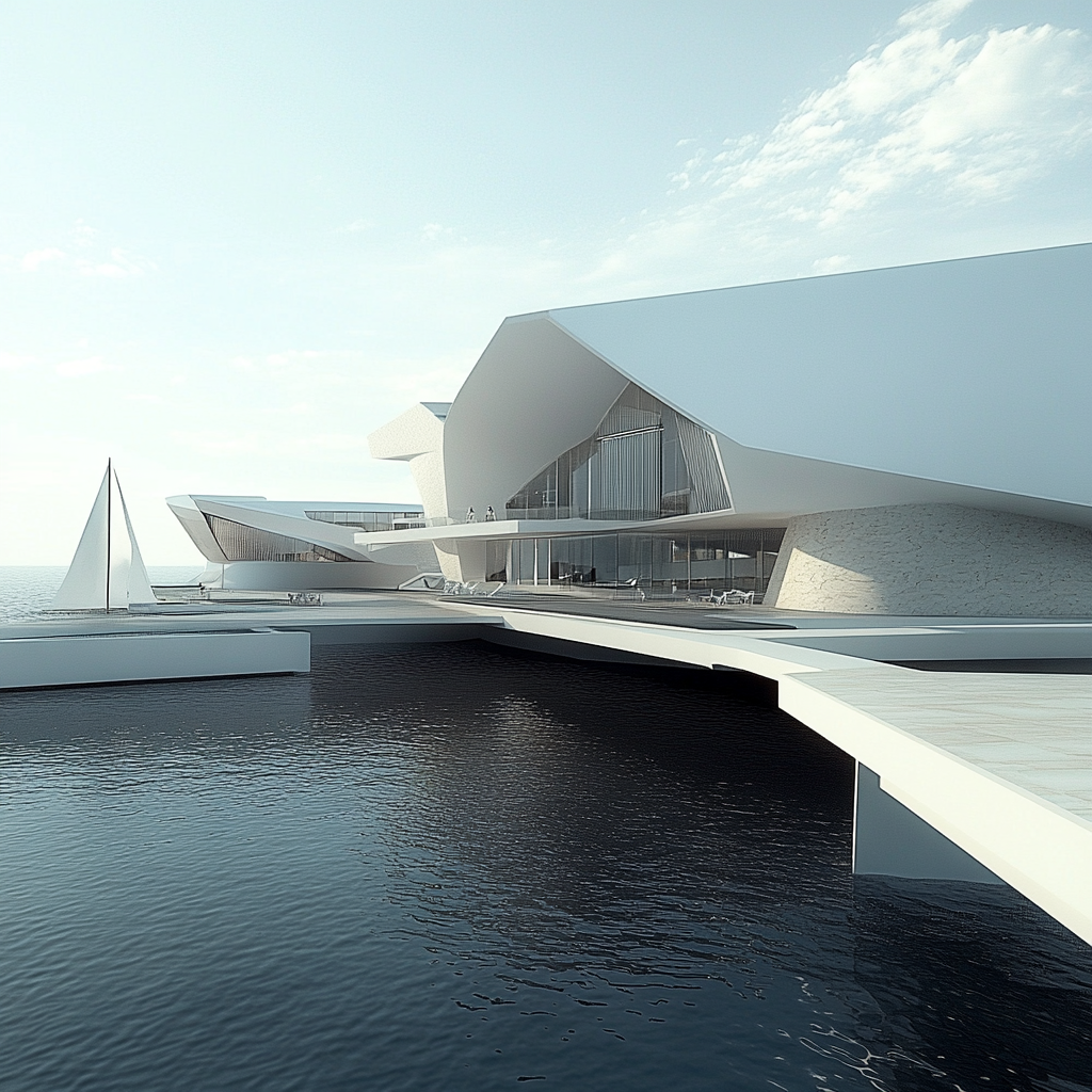 Basic architectural massing concept with clean, angular volumes.