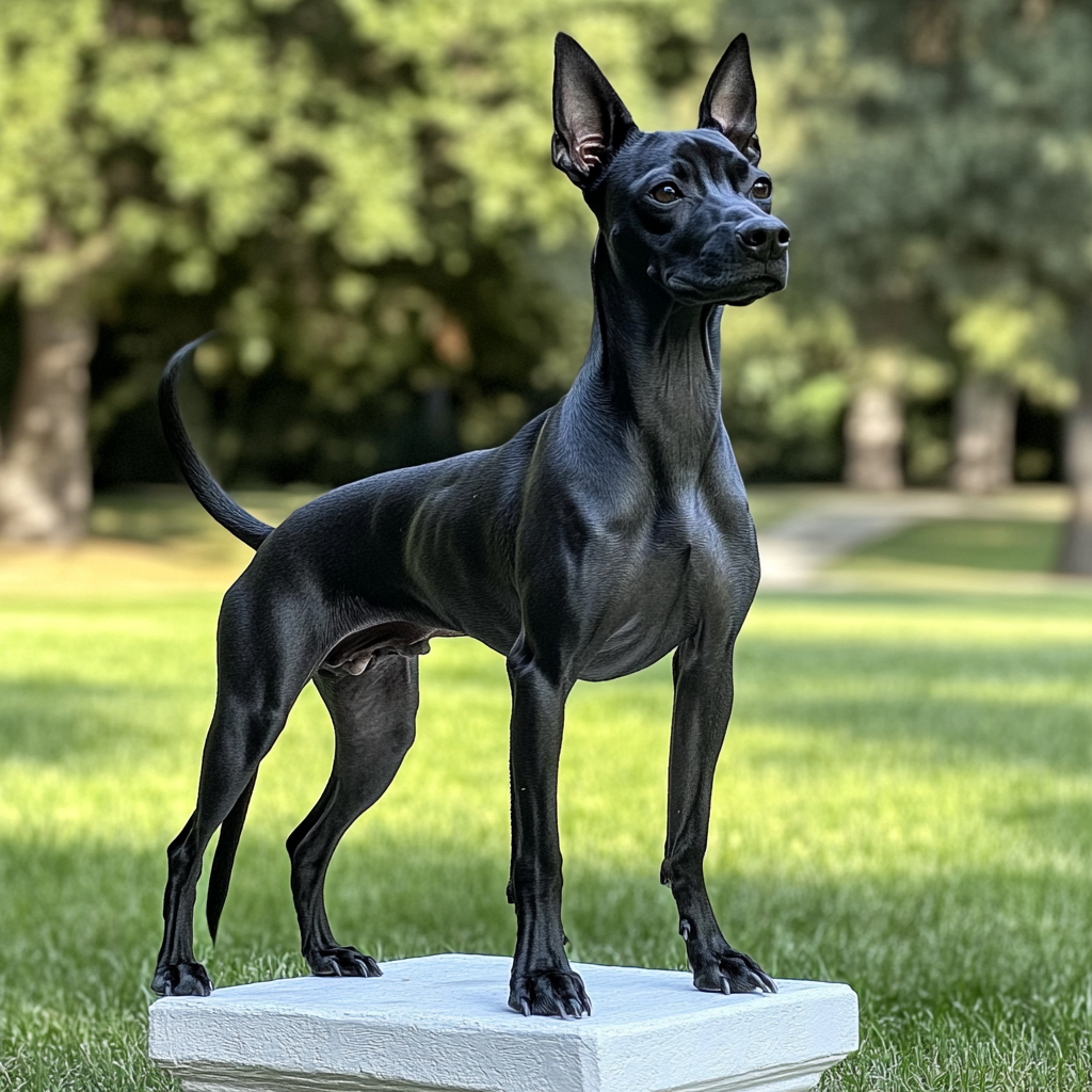 Beautiful Mexican Black Xoloitzcuintli Dog Pose Outdoors Sunny