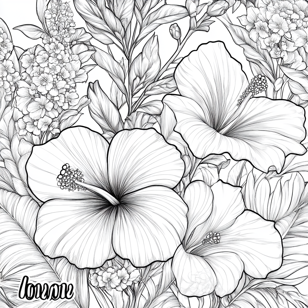 Beautiful botanical line art for coloring book.