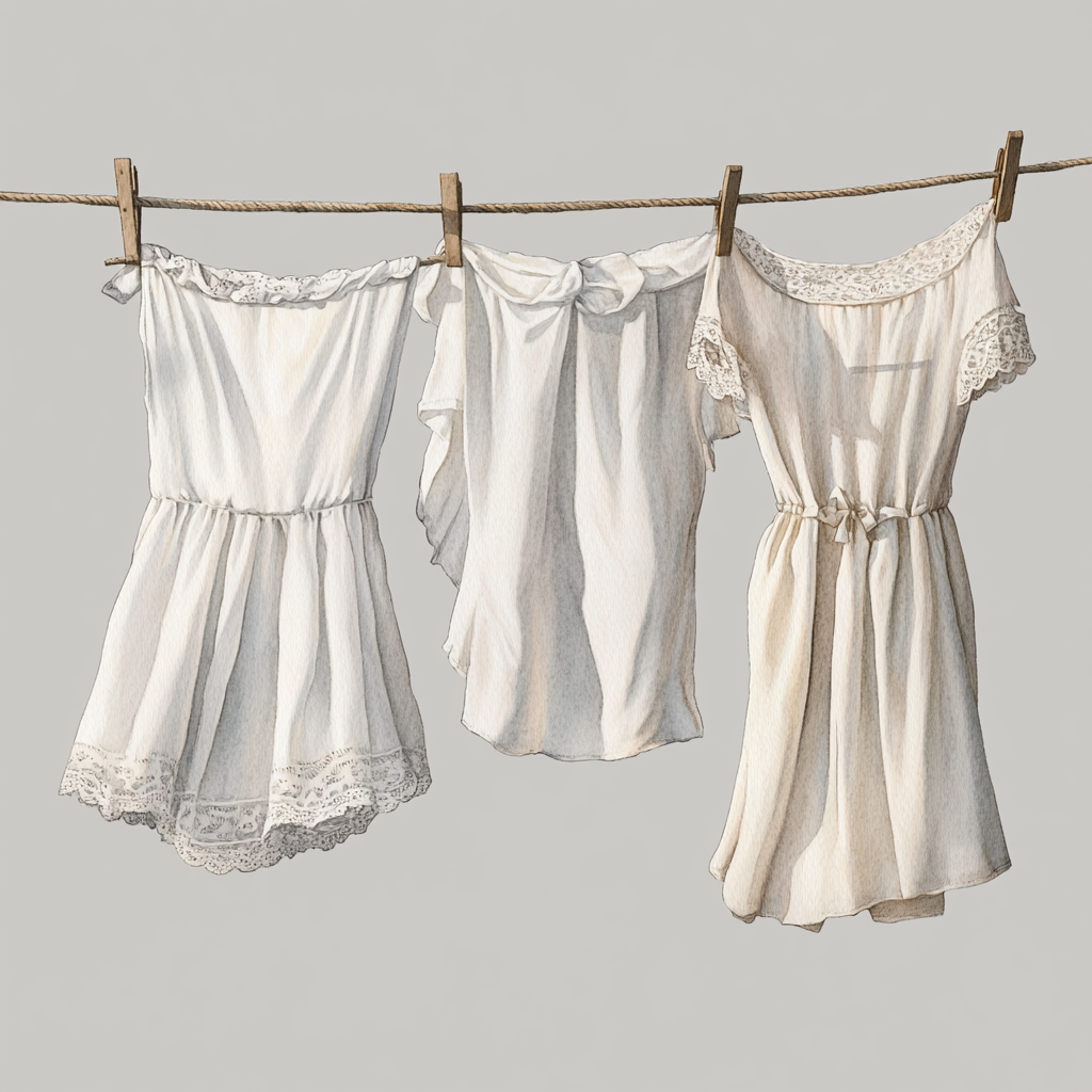 Beautiful detailed watercolor clothesline with luxurious aesthetics.