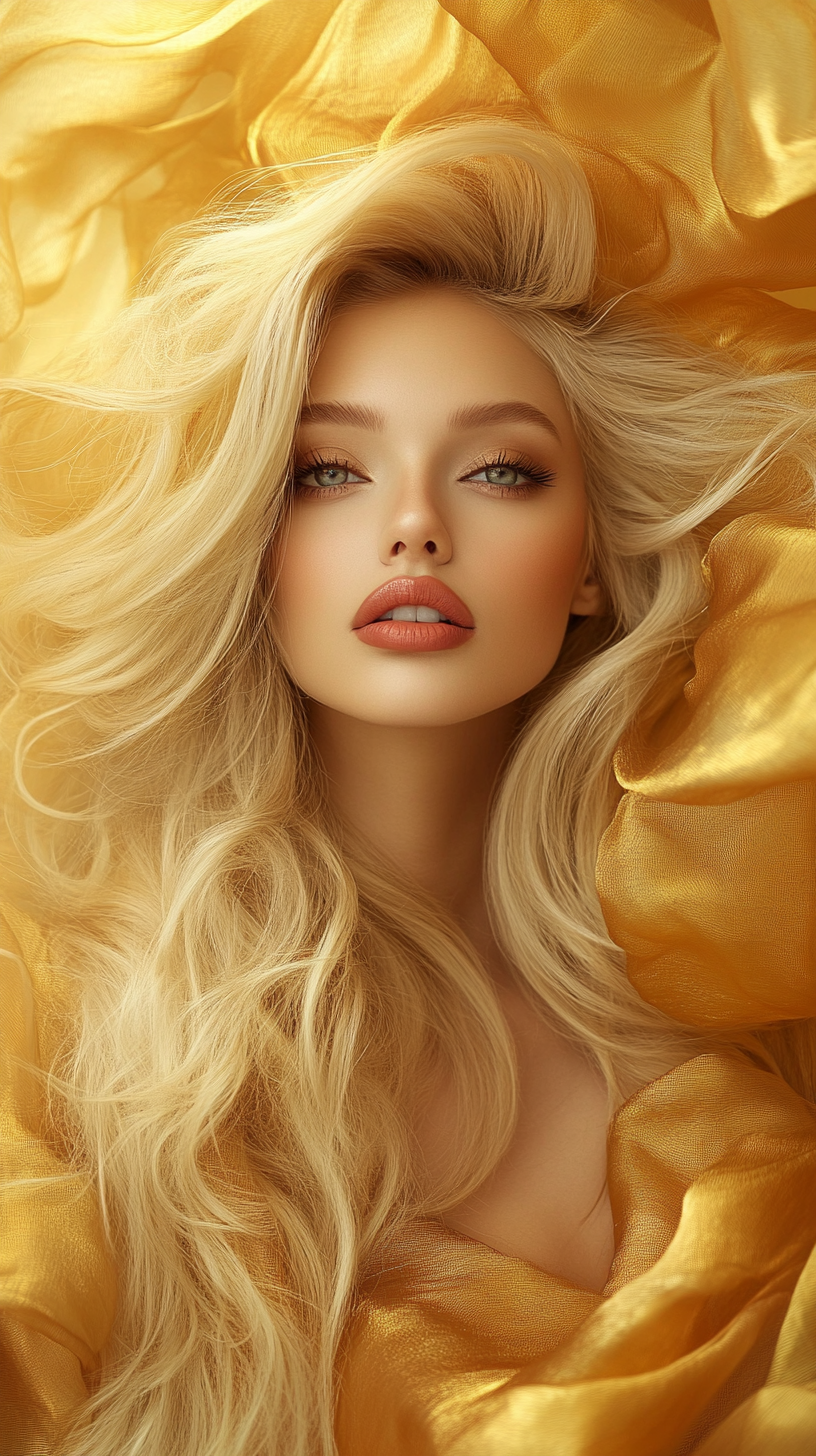 Beautiful model in golden canopy